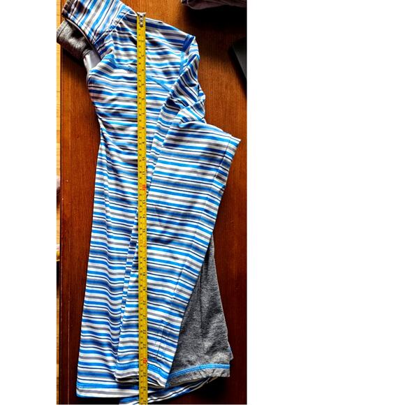 NEW NILS, Ski Shop, Blue/White Stripe 1/4 Zip collared shirt Activewear. Sz L - Picture 6 of 8